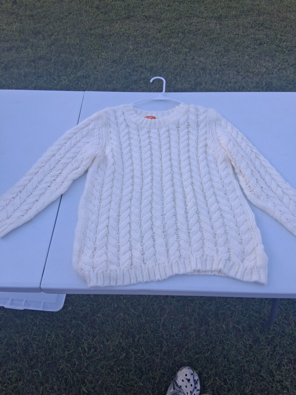Joe Fresh Cream Cable-Knit Crewneck Sweater